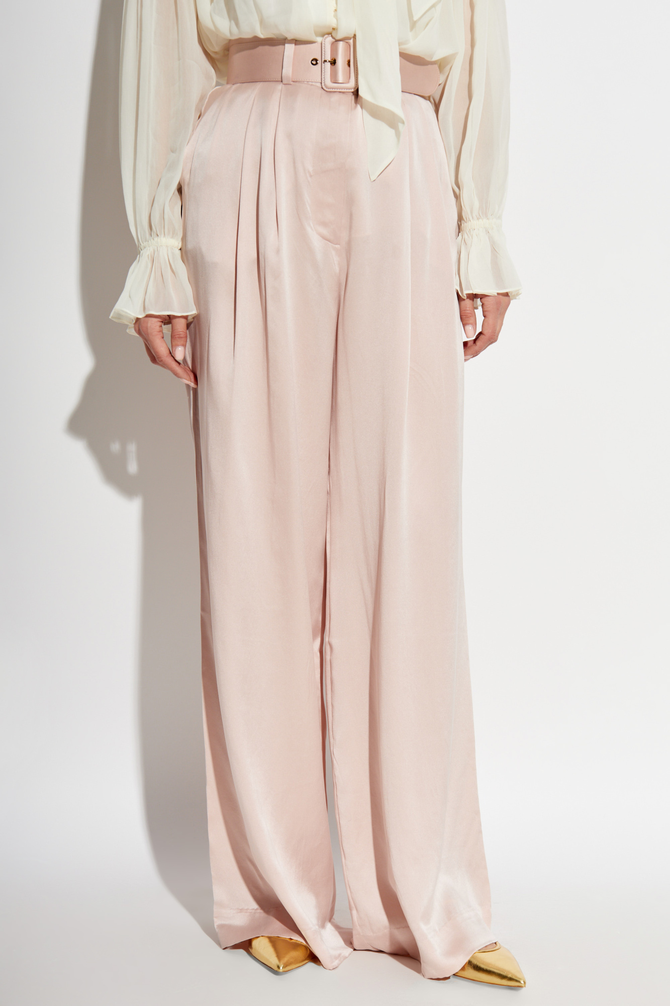 Women's Satin Silky Pants Dress Casual Pull on High Waist